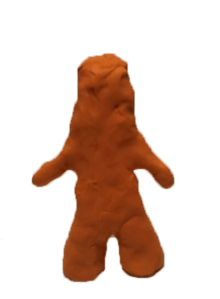 orange blob bending backward.