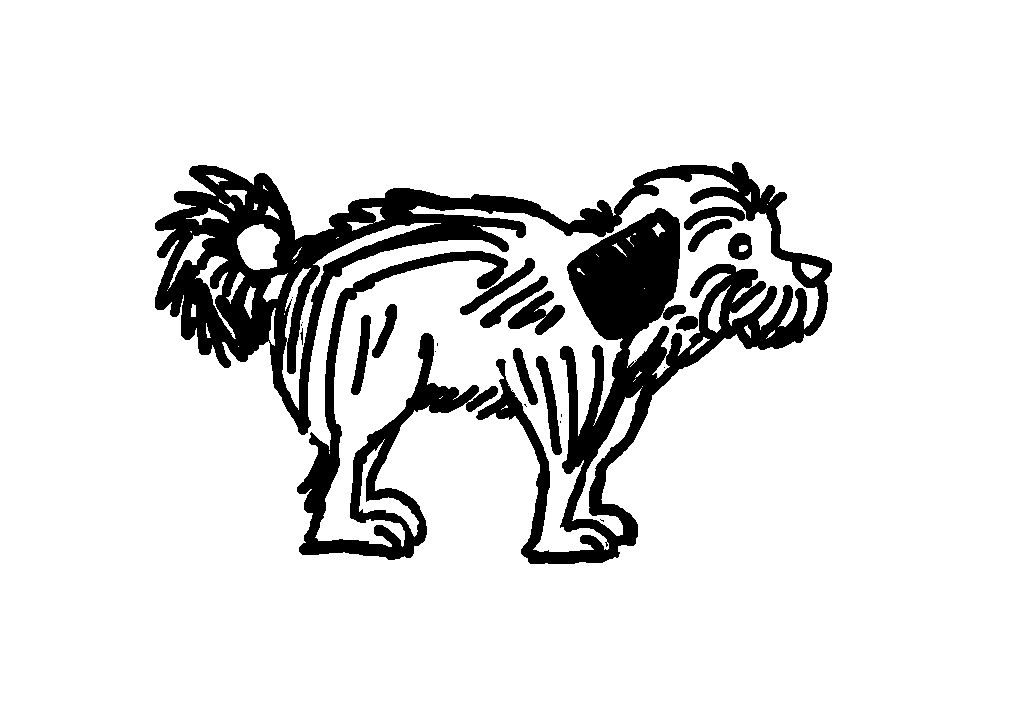 a dog wagging its tail.