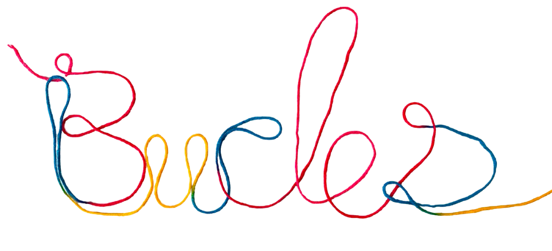 the word bucles spelled out in yarn